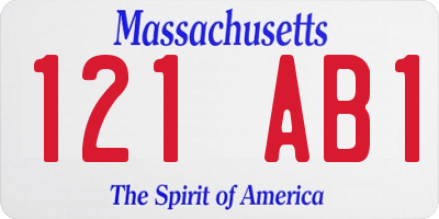 MA license plate 121AB1