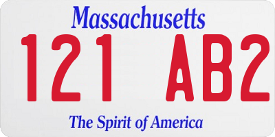 MA license plate 121AB2