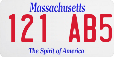 MA license plate 121AB5