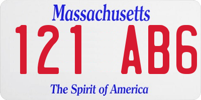 MA license plate 121AB6