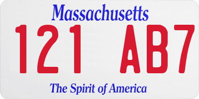 MA license plate 121AB7