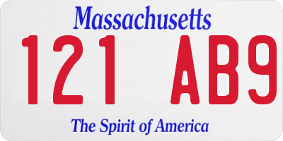 MA license plate 121AB9