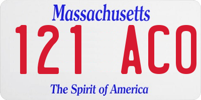 MA license plate 121AC0