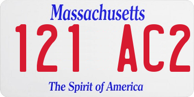 MA license plate 121AC2