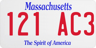 MA license plate 121AC3