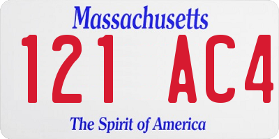 MA license plate 121AC4