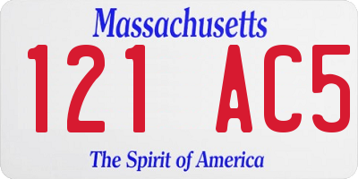 MA license plate 121AC5