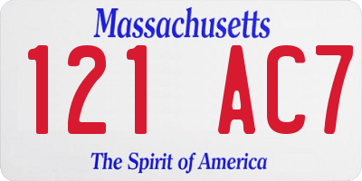 MA license plate 121AC7