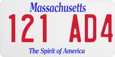 MA license plate 121AD4