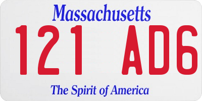 MA license plate 121AD6