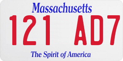 MA license plate 121AD7