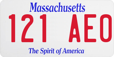 MA license plate 121AE0