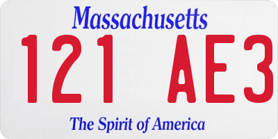 MA license plate 121AE3