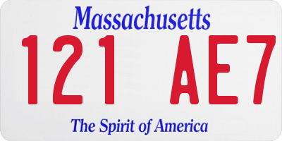 MA license plate 121AE7