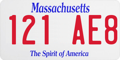 MA license plate 121AE8
