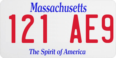 MA license plate 121AE9