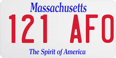 MA license plate 121AF0