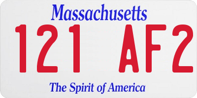 MA license plate 121AF2