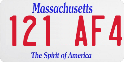 MA license plate 121AF4