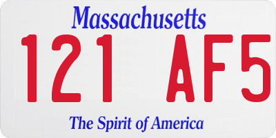 MA license plate 121AF5