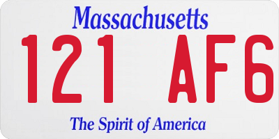 MA license plate 121AF6