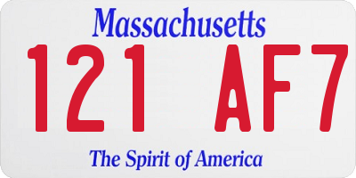 MA license plate 121AF7