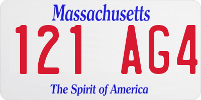 MA license plate 121AG4