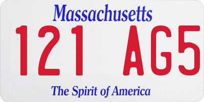 MA license plate 121AG5