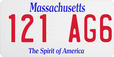 MA license plate 121AG6