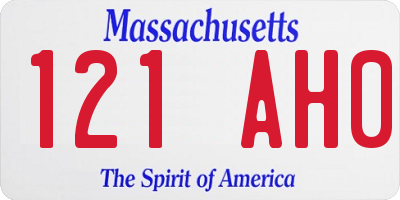 MA license plate 121AH0