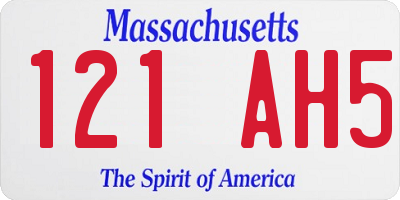 MA license plate 121AH5