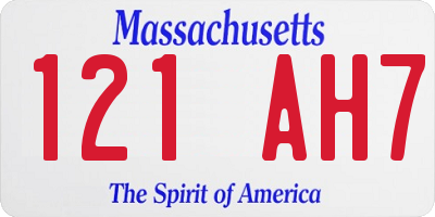 MA license plate 121AH7