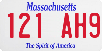 MA license plate 121AH9