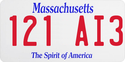 MA license plate 121AI3