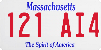 MA license plate 121AI4