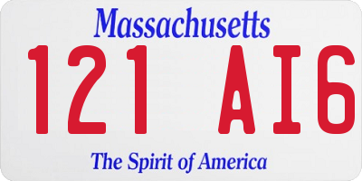MA license plate 121AI6