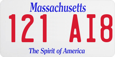 MA license plate 121AI8