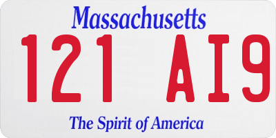 MA license plate 121AI9