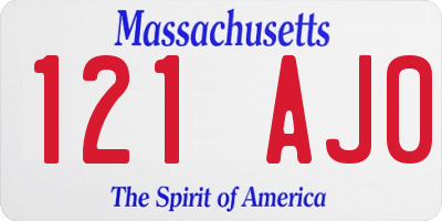 MA license plate 121AJ0