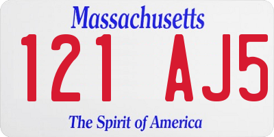 MA license plate 121AJ5