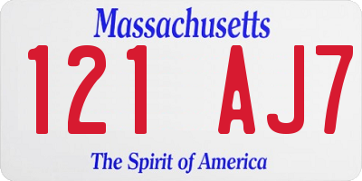 MA license plate 121AJ7