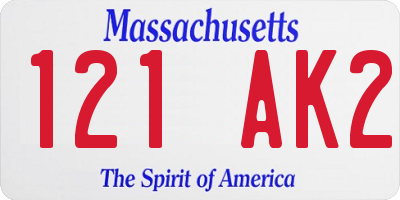 MA license plate 121AK2