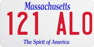 MA license plate 121AL0