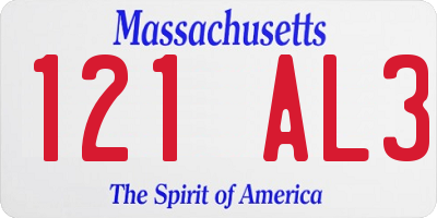 MA license plate 121AL3