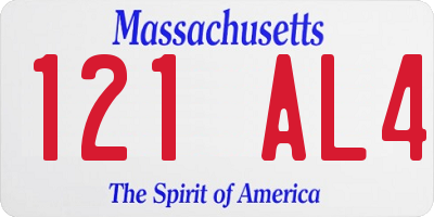 MA license plate 121AL4