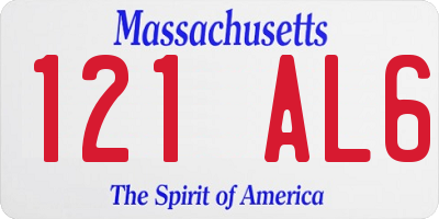 MA license plate 121AL6