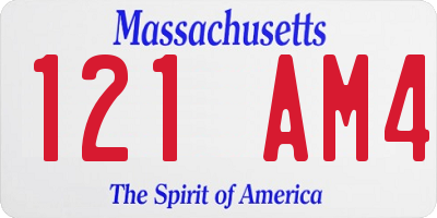 MA license plate 121AM4