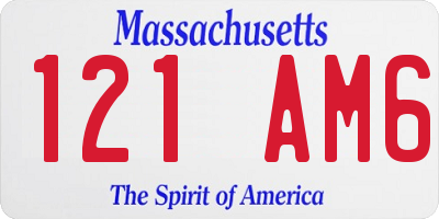 MA license plate 121AM6