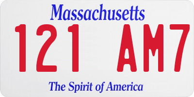 MA license plate 121AM7