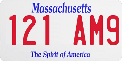 MA license plate 121AM9
